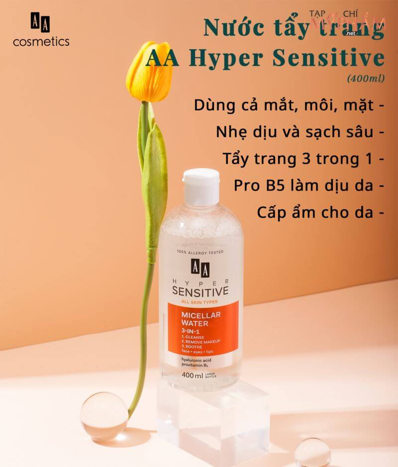 Nước tẩy trang AA Hyper Sensitive của AA Cosmetics 3 trong 1 có thực sự tốt không?